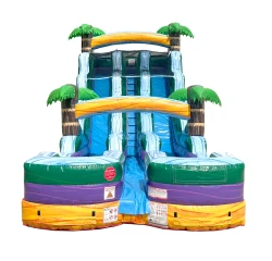 18FT Dual Lane Tropical Waterslide (Wet/Dry)